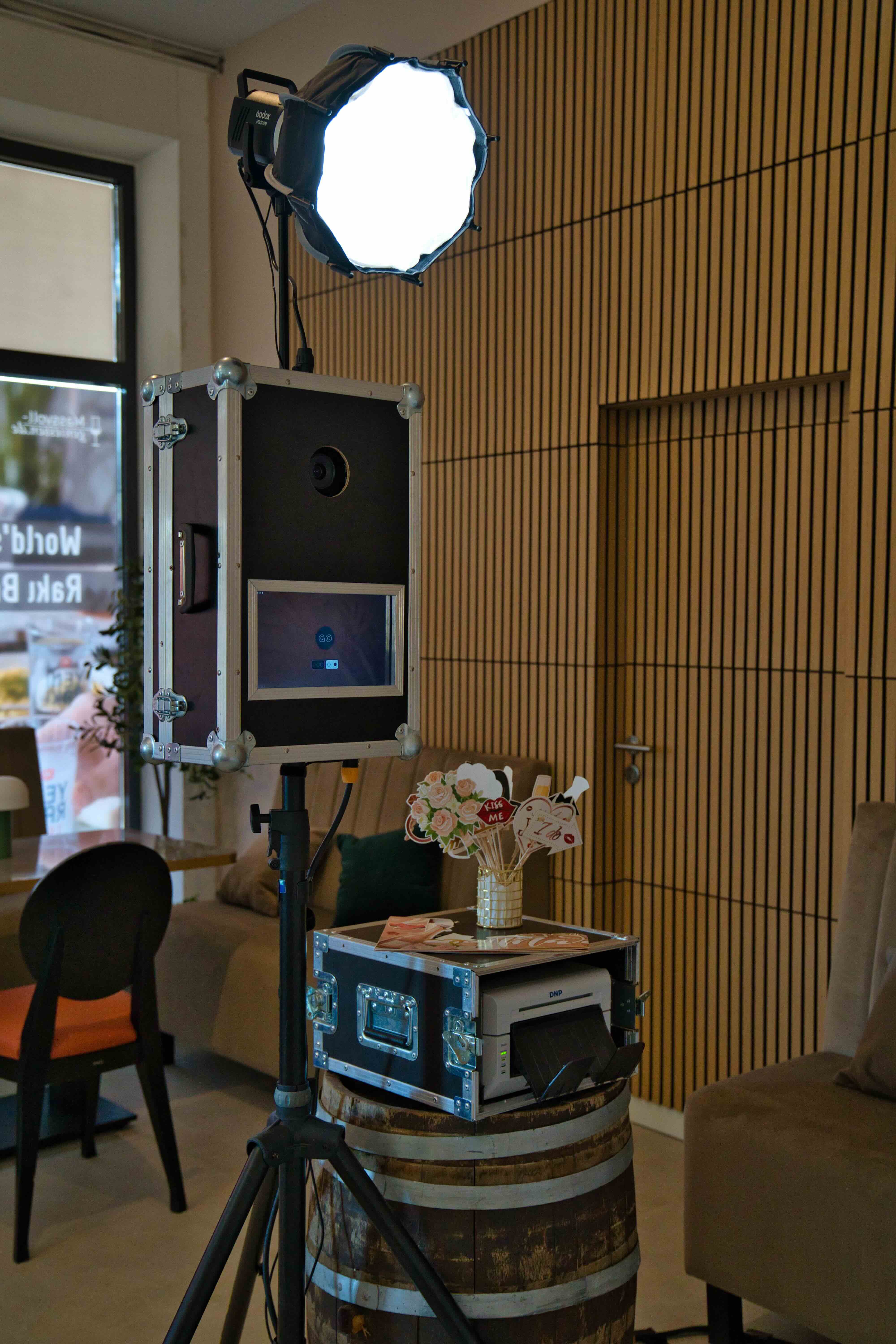 Detailansicht der Fotobox mit Studiolicht